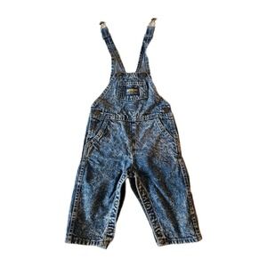 Vtg Oshkosh B'Gosh Blue Denim Acid Wash Button Baby Overalls 3-6 Months